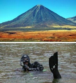 Kovacs wearing a CPOD while diving in one of the world