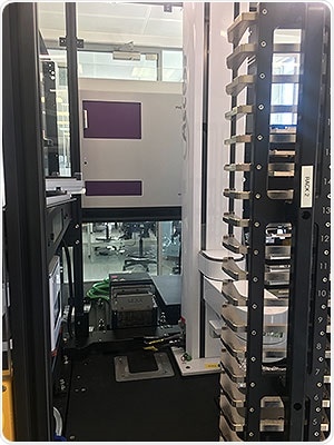 PHERAstar FSX plate reader integrated in a Labcyte Access lab workstation at Cancer Research UK, Manchester Institute.