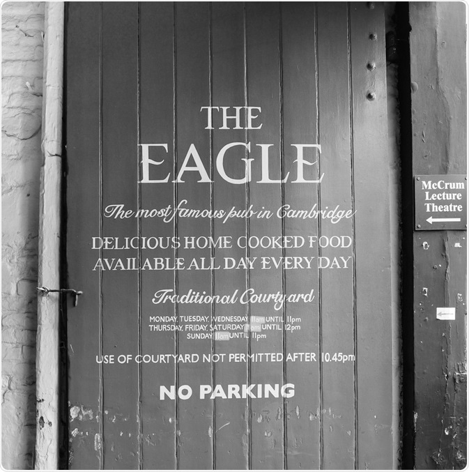 The Eagle Pub where Crick and Watson announced they had discovered the structure of DNA in 1953. (Image taken by Claudio Divizia, 2018 - Shutterstock).