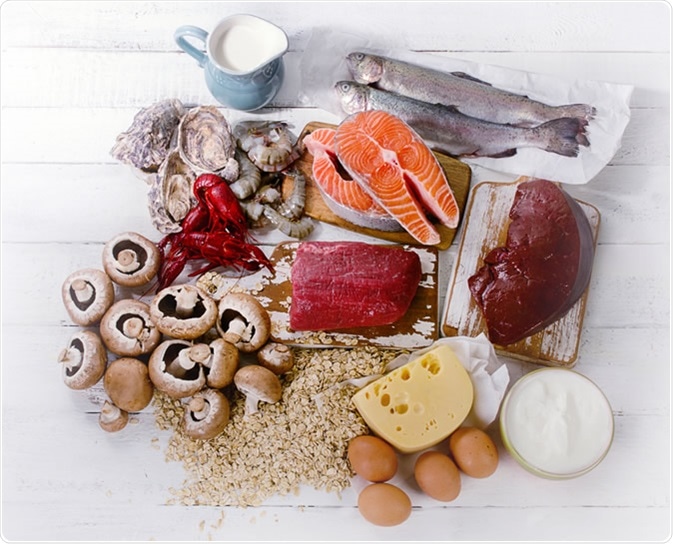 Foods rich in Vitamin B12 (Cobalamin). Image Credit: bitt24 / Shutterstock