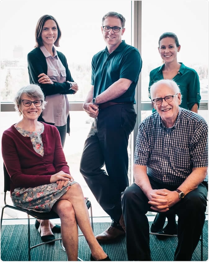 The vitamin D research team: Back row (L to R) Emma Billington, Steven Boyd, Lauren Burt. Front row (L to R) Sarah Rose and David Hanley. Photo Credit: Nedaa Photography