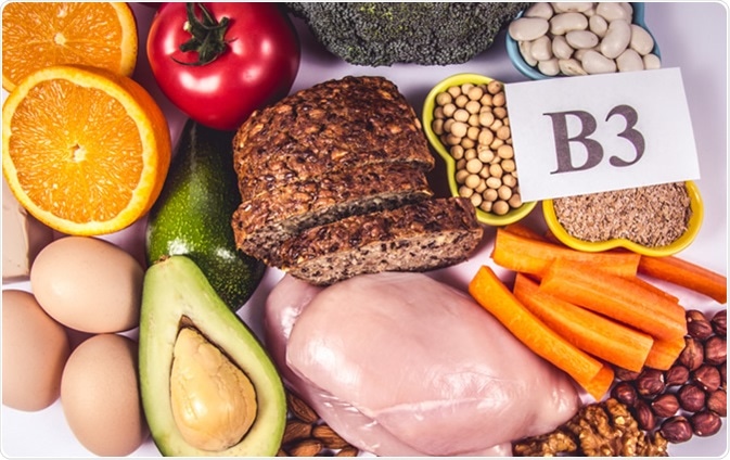 Foods containing vitamin B3 (PP, niacin) and other natural minerals, Image Credit: Morisfoto / Shutterstock