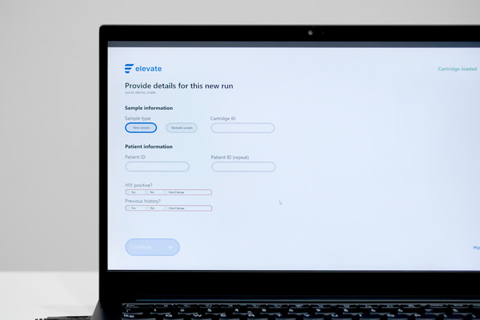 Laptop screen showing the information submission process of the new cervical cancer screening instrument.
