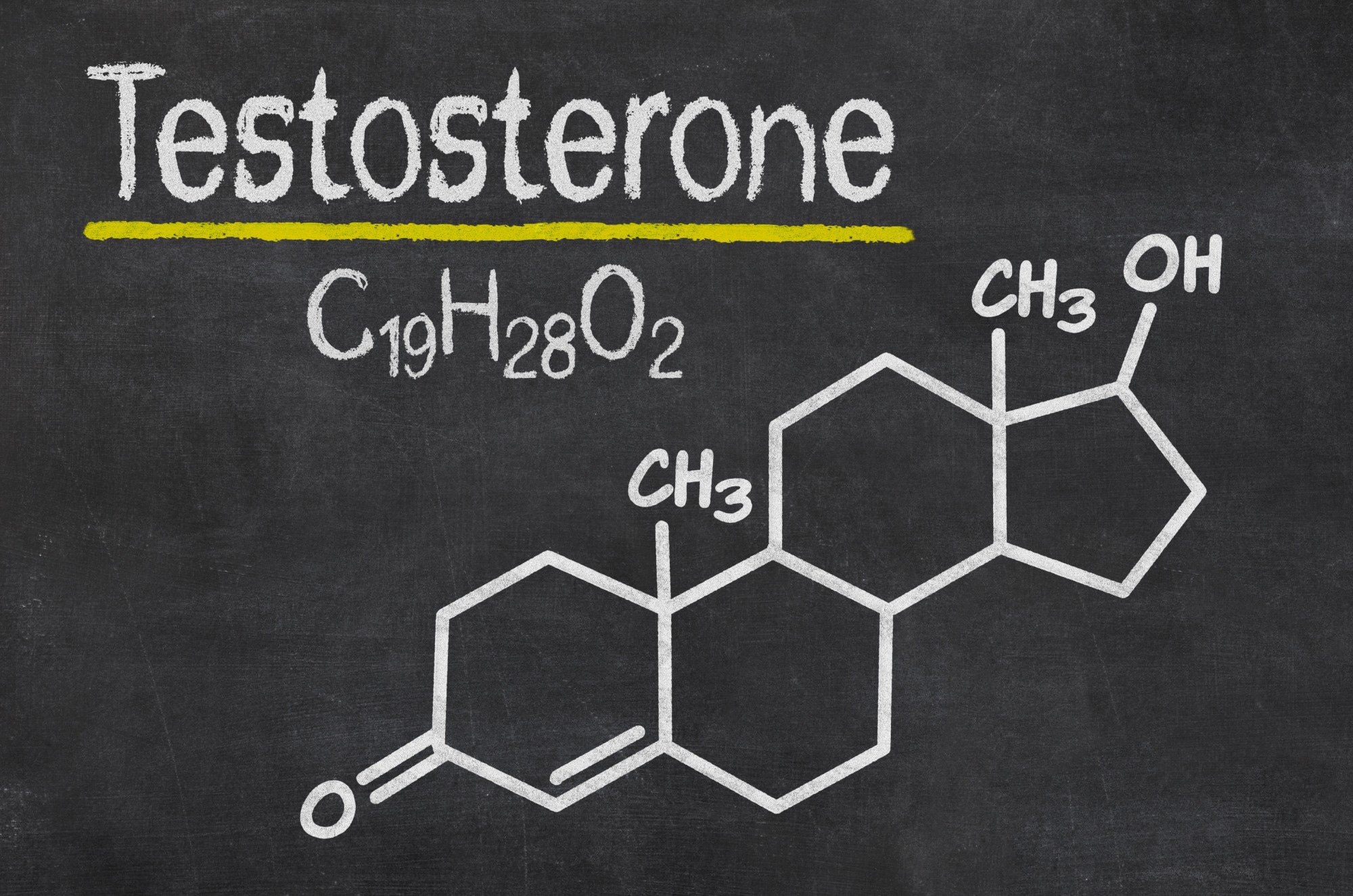 Blackboard with the chemical formula of testosterone
