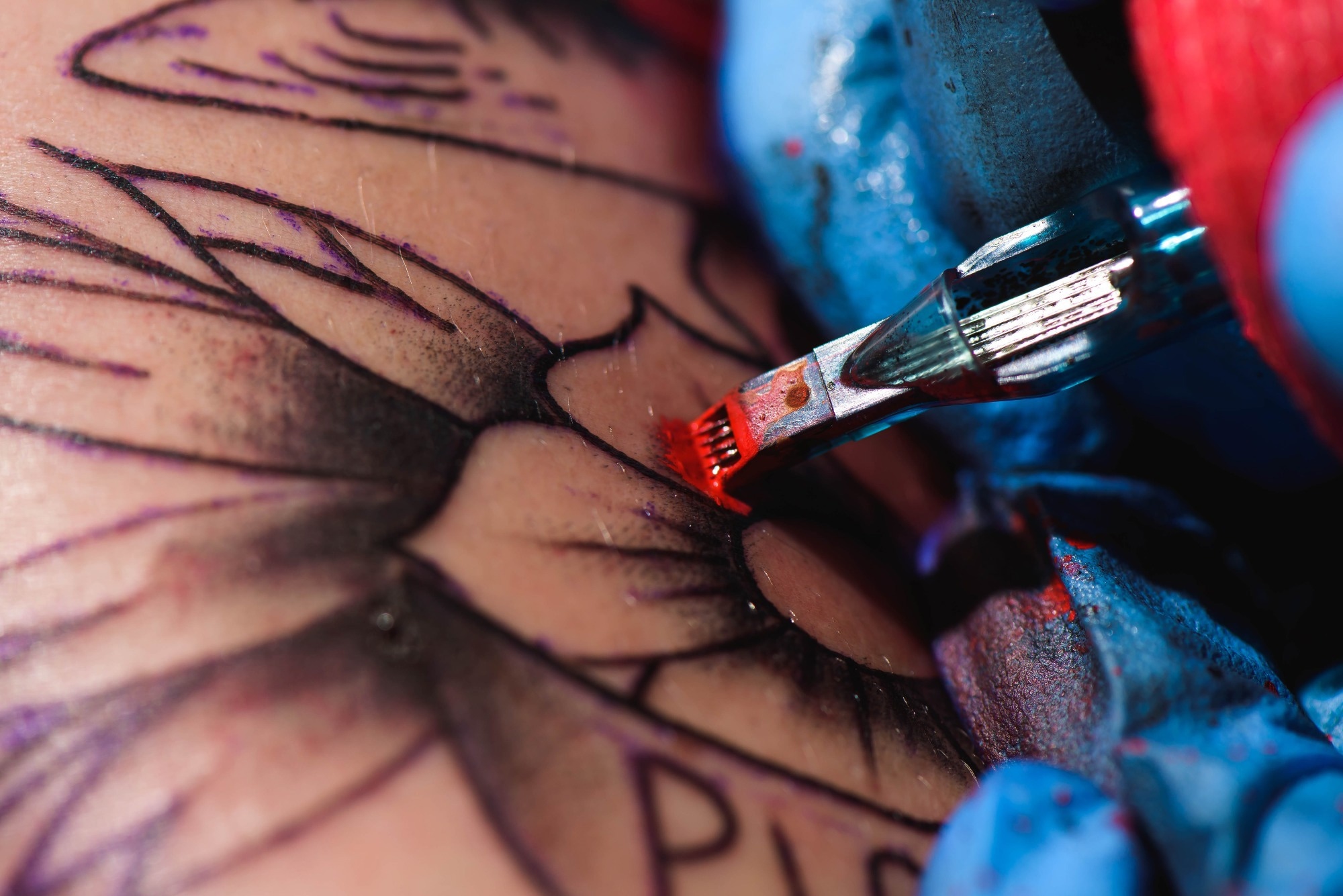 Process of making tattoo close-up